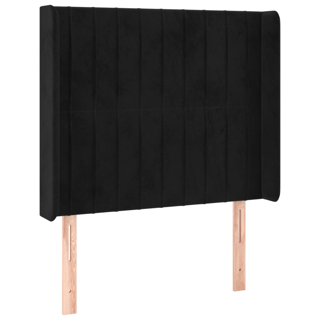 Hoofdbord Met Randen Fluweel 103 x 16 x 118/128 cm Zwart