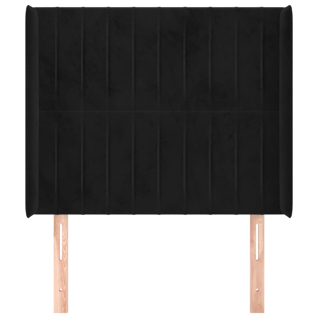 Hoofdbord Met Randen Fluweel 103 x 16 x 118/128 cm Zwart