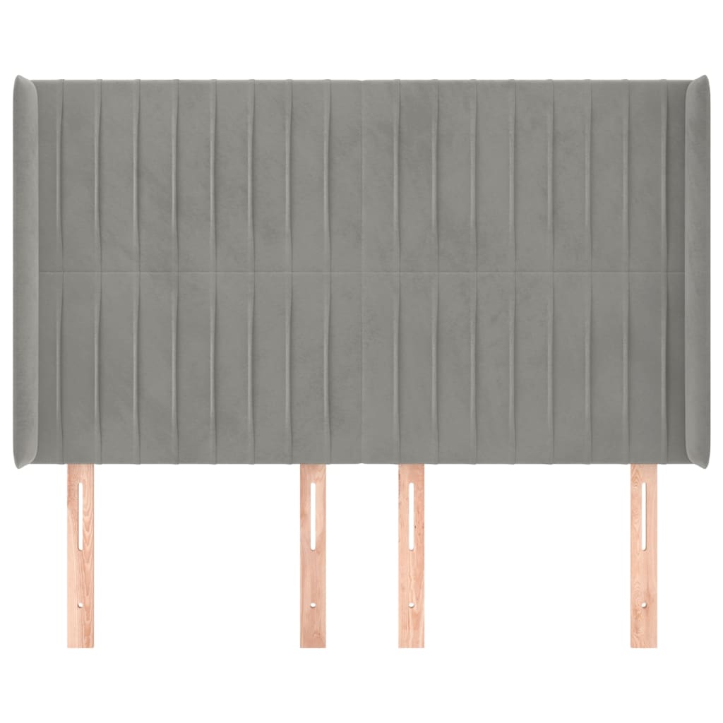 Hoofdbord Met Randen Fluweel 1 147 x 16 x 118/128 cm Lichtgrijs