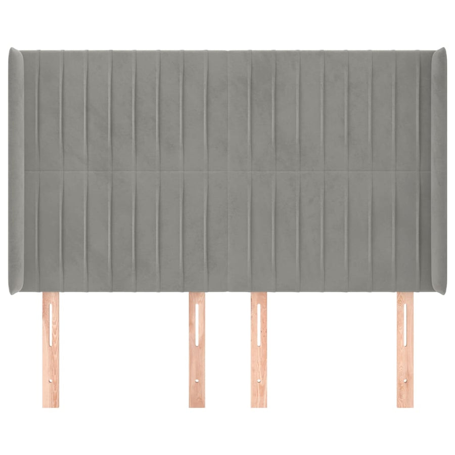 Hoofdbord Met Randen Fluweel 1 147 x 16 x 118/128 cm Lichtgrijs