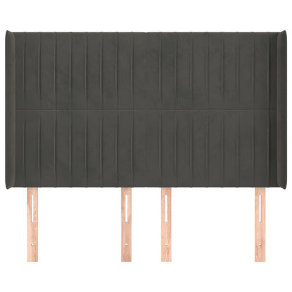 Hoofdbord Met Randen Fluweel 147 x 16 x 118/128 cm Donkergrijs