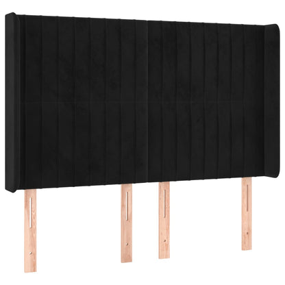Hoofdbord Met Randen Fluweel 147 x 16 x 118/128 cm Zwart