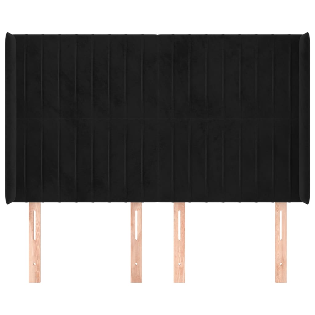 Hoofdbord Met Randen Fluweel 147 x 16 x 118/128 cm Zwart