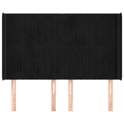 Hoofdbord Met Randen Fluweel 147 x 16 x 118/128 cm Zwart