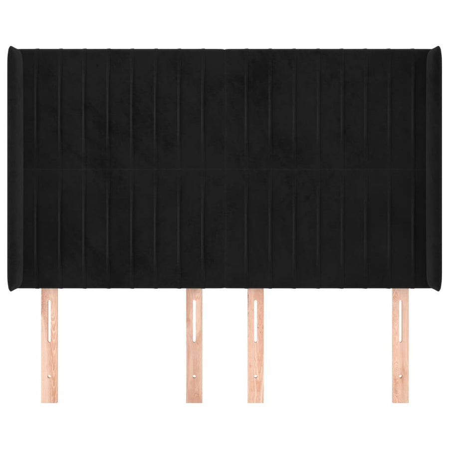 Hoofdbord Met Randen Fluweel 147 x 16 x 118/128 cm Zwart