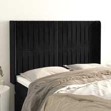 Hoofdbord Met Randen Fluweel 147 x 16 x 118/128 cm Zwart