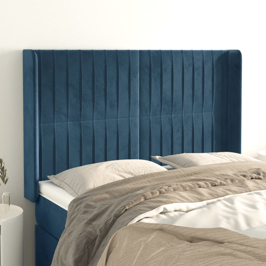 Hoofdbord Met Randen Fluweel 147 x 16 x 118/128 cm