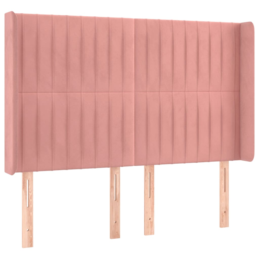 Hoofdbord Met Randen Fluweel 147 x 16 x 118/128 cm Roze