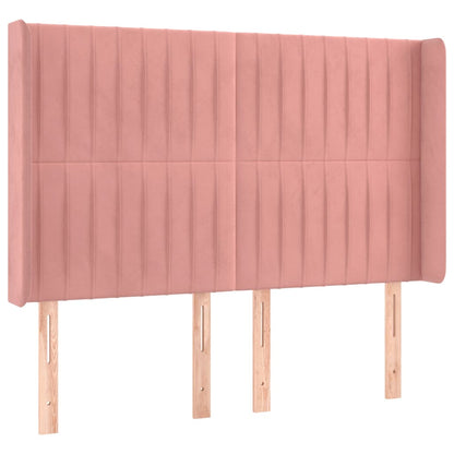 Hoofdbord Met Randen Fluweel 147 x 16 x 118/128 cm Roze