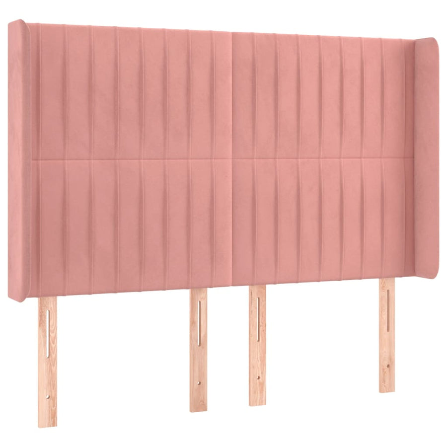 Hoofdbord Met Randen Fluweel 147 x 16 x 118/128 cm Roze