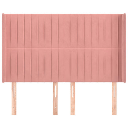 Hoofdbord Met Randen Fluweel 147 x 16 x 118/128 cm Roze