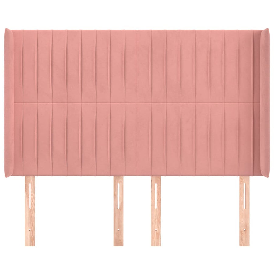 Hoofdbord Met Randen Fluweel 147 x 16 x 118/128 cm Roze