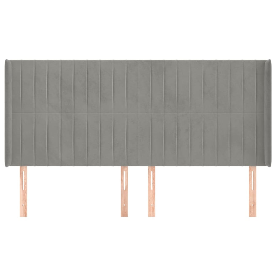 Hoofdbord Met Randen Fluweel 163 x 16 x 118/128 cm Lichtgrijs