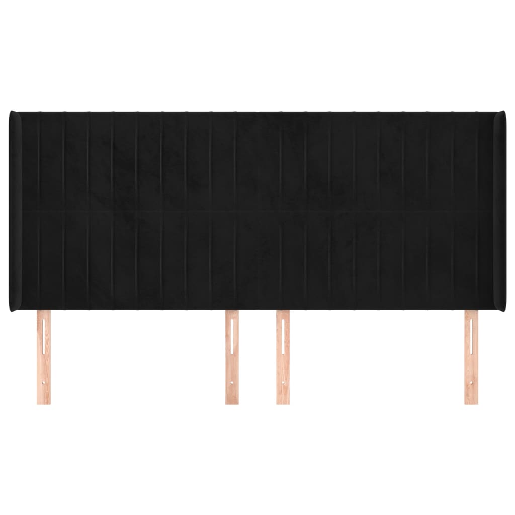 Hoofdbord Met Randen Fluweel 163 x 16 x 118/128 cm Zwart