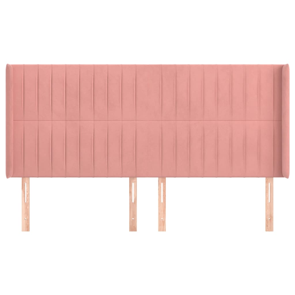 Hoofdbord Met Randen Fluweel 163 x 16 x 118/128 cm Roze