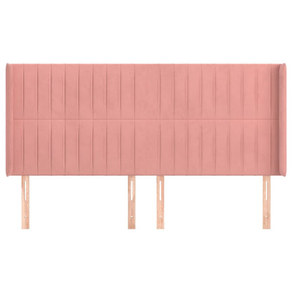 Hoofdbord Met Randen Fluweel 163 x 16 x 118/128 cm Roze