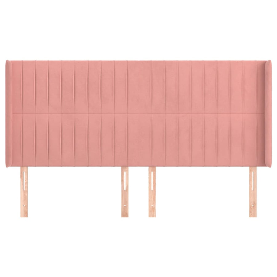 Hoofdbord Met Randen Fluweel 163 x 16 x 118/128 cm Roze