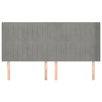 Hoofdbord Met Randen Fluweel 183 x 16 x 118/128 cm Lichtgrijs