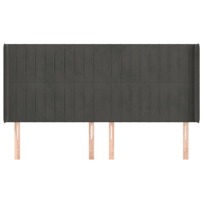 Hoofdbord Met Randen Fluweel 183 x 16 x 118/128 cm Donkergrijs