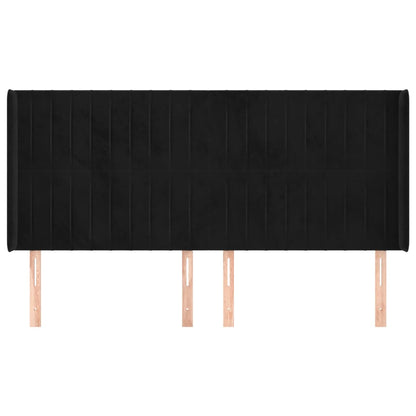 Hoofdbord Met Randen Fluweel 183 x 16 x 118/128 cm Zwart