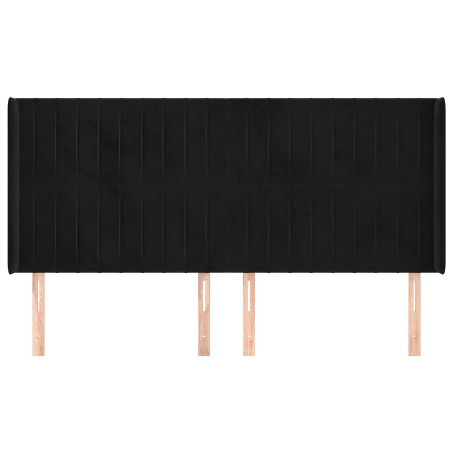 Hoofdbord Met Randen Fluweel 183 x 16 x 118/128 cm Zwart