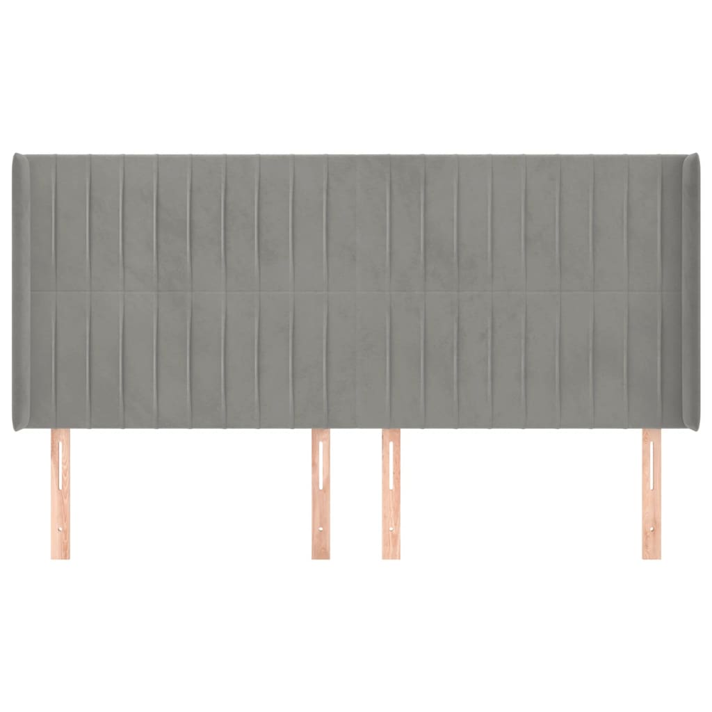 Hoofdbord Met Randen Fluweel 203 x 16 x 118/128 cm Lichtgrijs