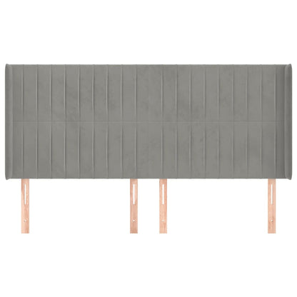 Hoofdbord Met Randen Fluweel 203 x 16 x 118/128 cm Lichtgrijs