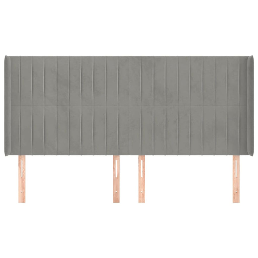 Hoofdbord Met Randen Fluweel 203 x 16 x 118/128 cm Lichtgrijs