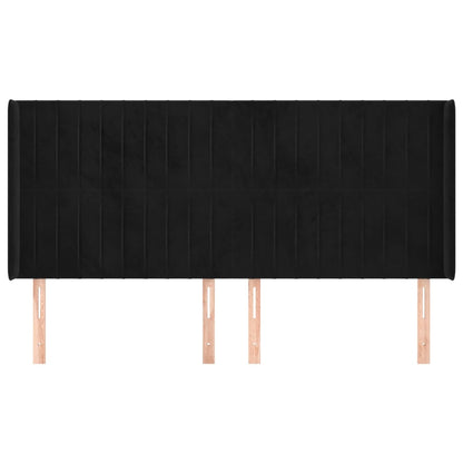 Hoofdbord Met Randen Fluweel 203 x 16 x 118/128 cm Zwart