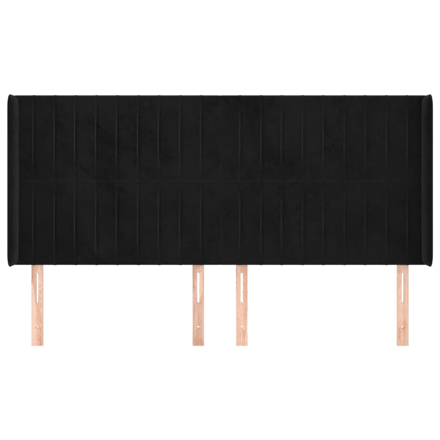 Hoofdbord Met Randen Fluweel 203 x 16 x 118/128 cm Zwart