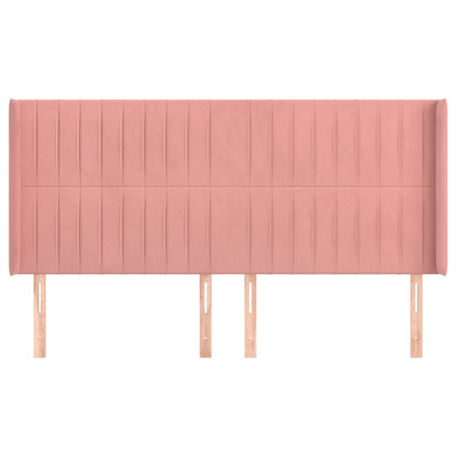 Hoofdbord Met Randen Fluweel 203 x 16 x 118/128 cm Roze