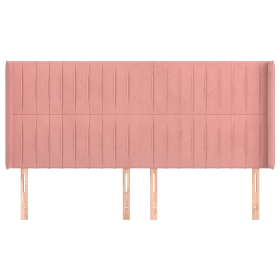 Hoofdbord Met Randen Fluweel 203 x 16 x 118/128 cm Roze