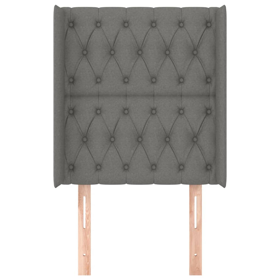 Hoofdbord Met Randen Stof 83 x 16 x 118/128 cm Donkergrijs