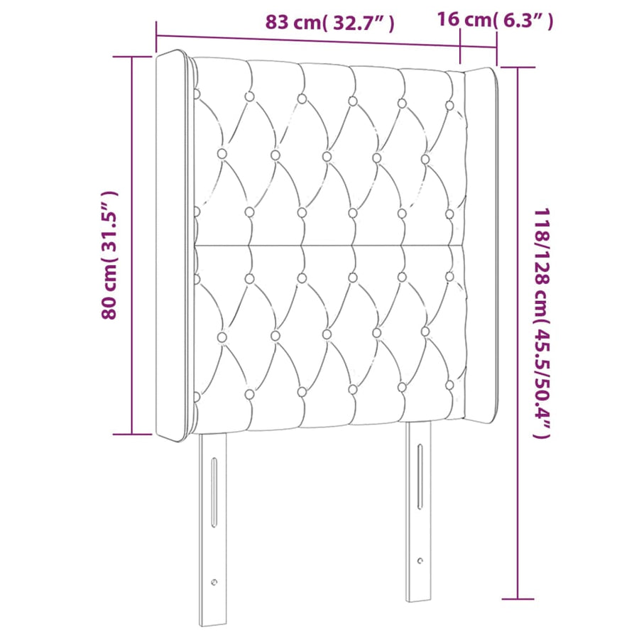 Hoofdbord Met Randen Stof 83 x 16 x 118/128 cm Donkerbruin