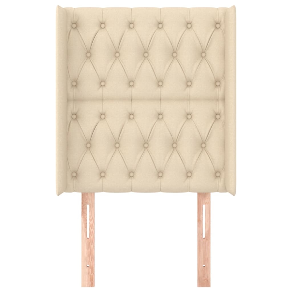 Hoofdbord Met Randen Stof Kleurig 83 x 16 x 118/128 cm Crème