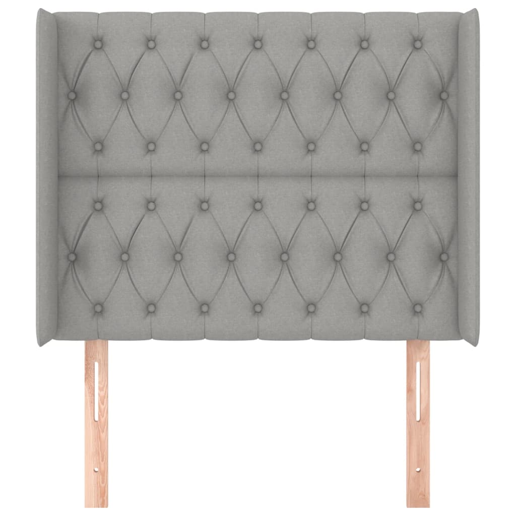Hoofdbord Met Randen Stof 93 x 16 x 118/128 cm Lichtgrijs