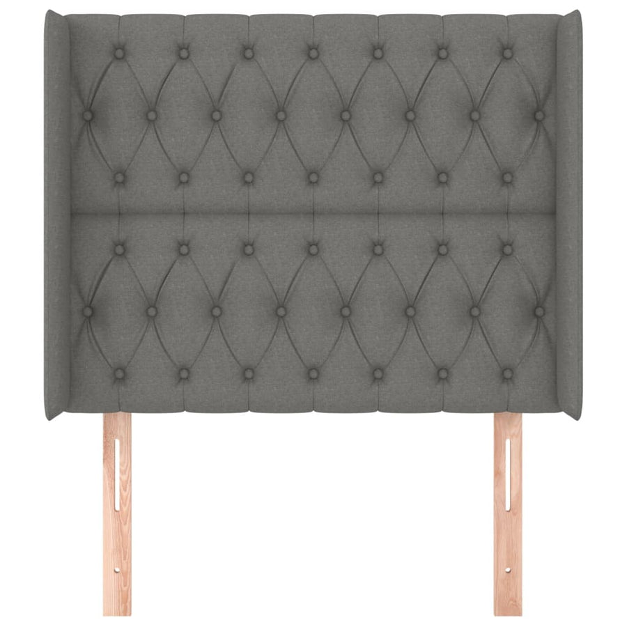 Hoofdbord Met Randen Stof 93 x 16 x 118/128 cm Donkergrijs