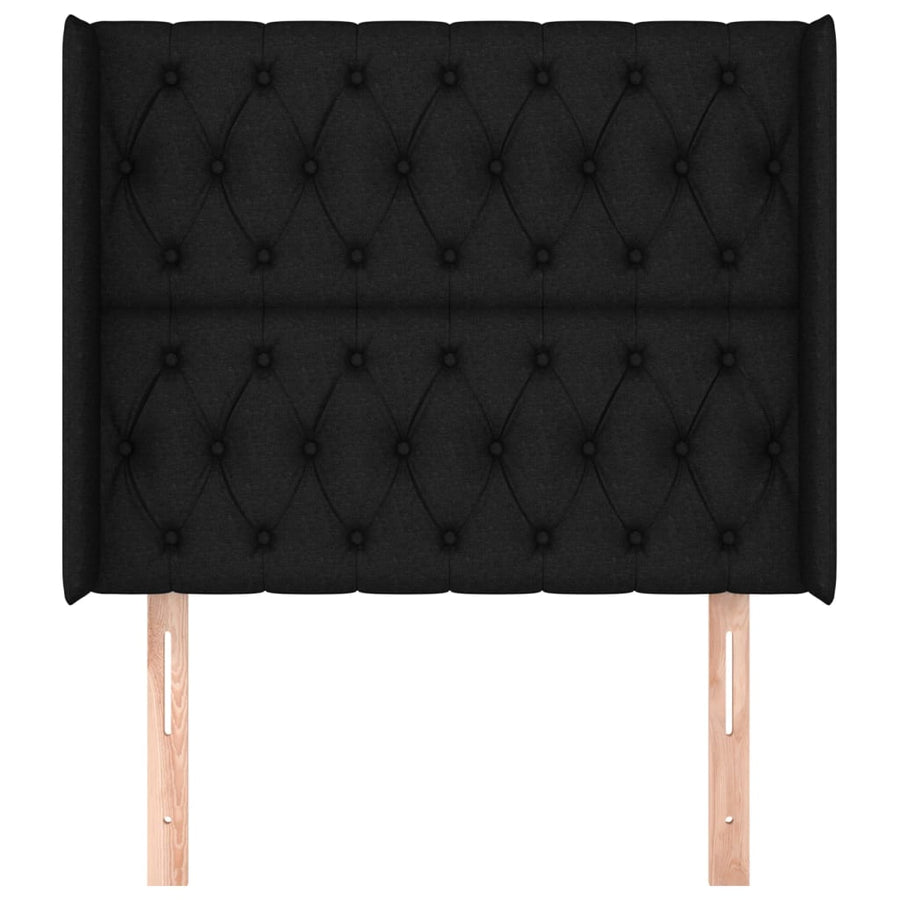 Hoofdbord Met Randen Stof 93 x 16 x 118/128 cm Zwart