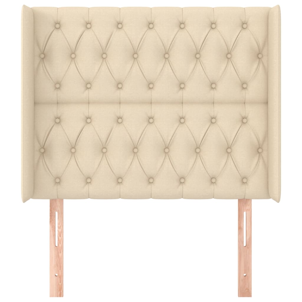 Hoofdbord Met Randen Stof Kleurig 93 x 16 x 118/128 cm Crème