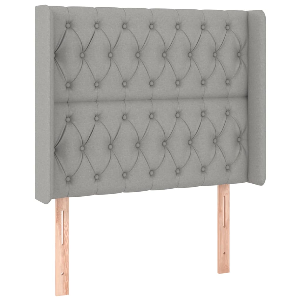 Hoofdbord Met Randen Stof 103 x 16 x 118/128 cm Lichtgrijs