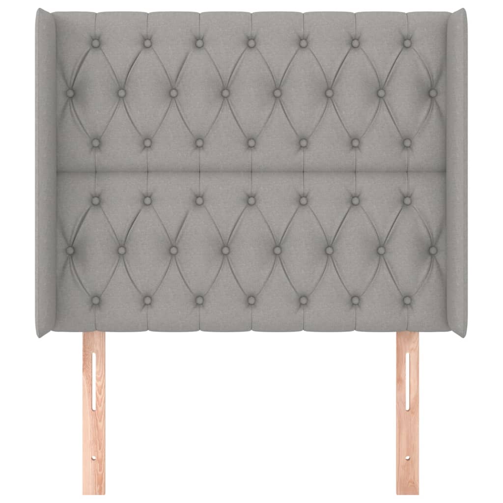 Hoofdbord Met Randen Stof 103 x 16 x 118/128 cm Lichtgrijs
