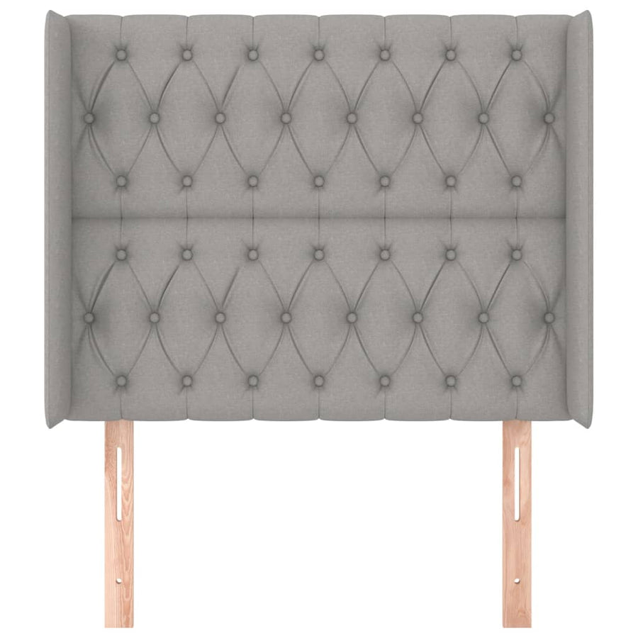 Hoofdbord Met Randen Stof 103 x 16 x 118/128 cm Lichtgrijs