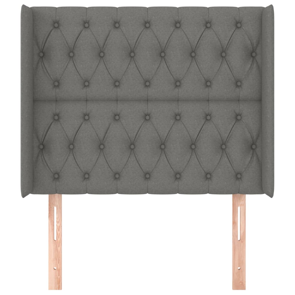 Hoofdbord Met Randen Stof 103 x 16 x 118/128 cm Donkergrijs