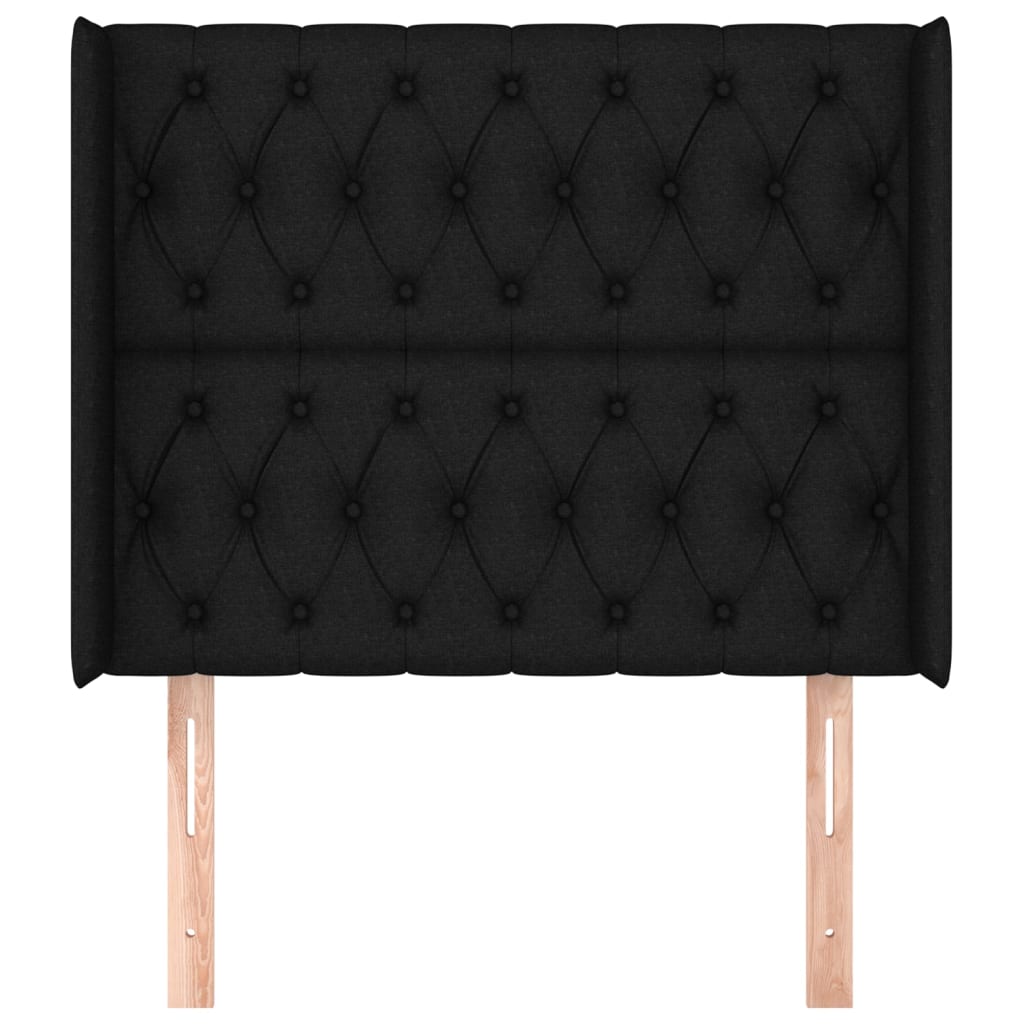 Hoofdbord Met Randen Stof 103 x 16 x 118/128 cm Zwart