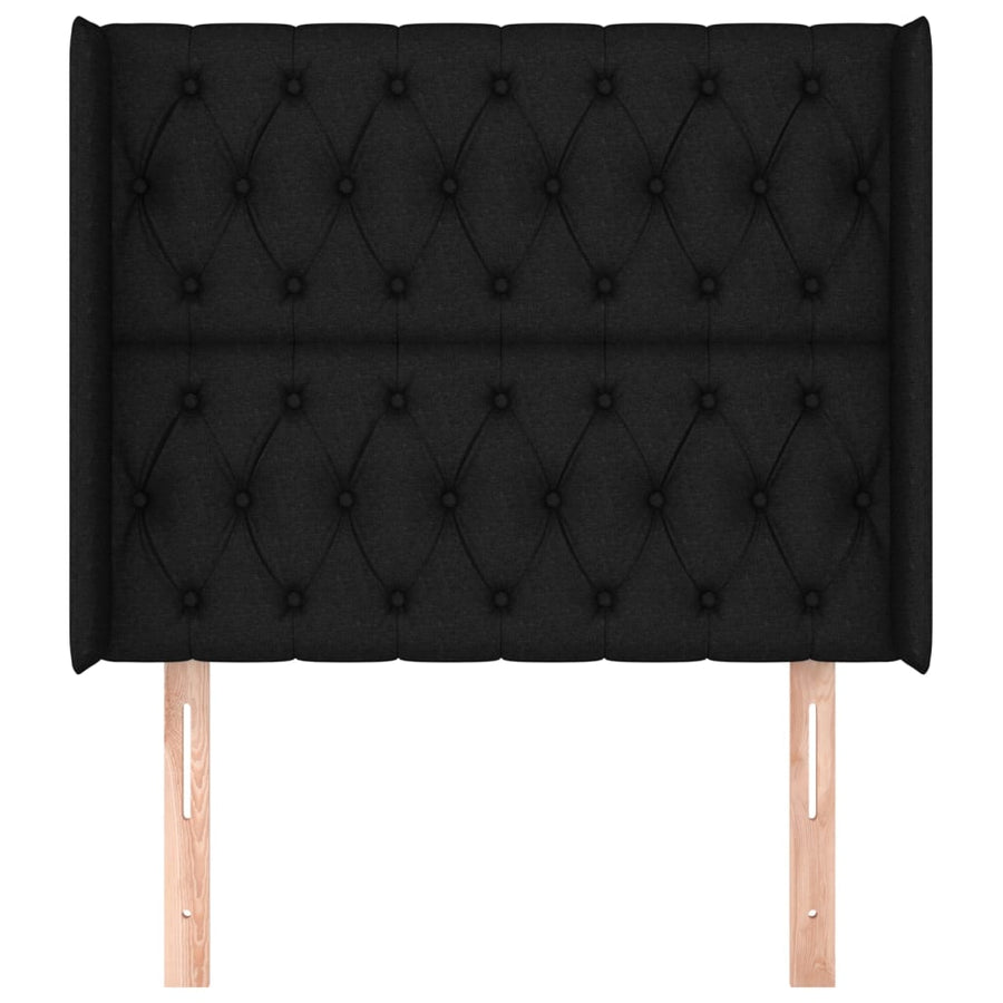 Hoofdbord Met Randen Stof 103 x 16 x 118/128 cm Zwart