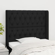 Hoofdbord stof zwart 103x16x118/128 cm