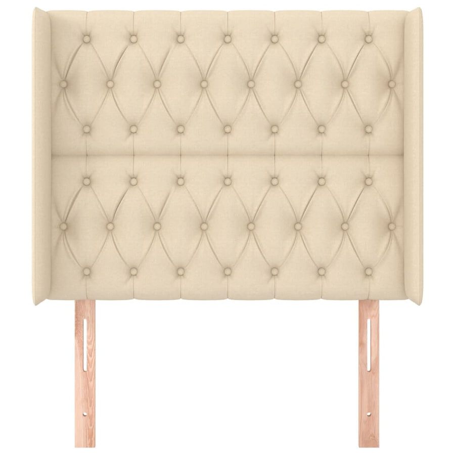 Hoofdbord Met Randen Stof Kleurig 103 x 16 x 118/128 cm Crème
