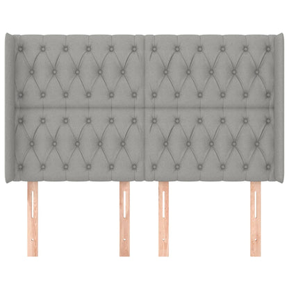 Hoofdbord Met Randen Stof 147 x 16 x 118/128 cm Lichtgrijs