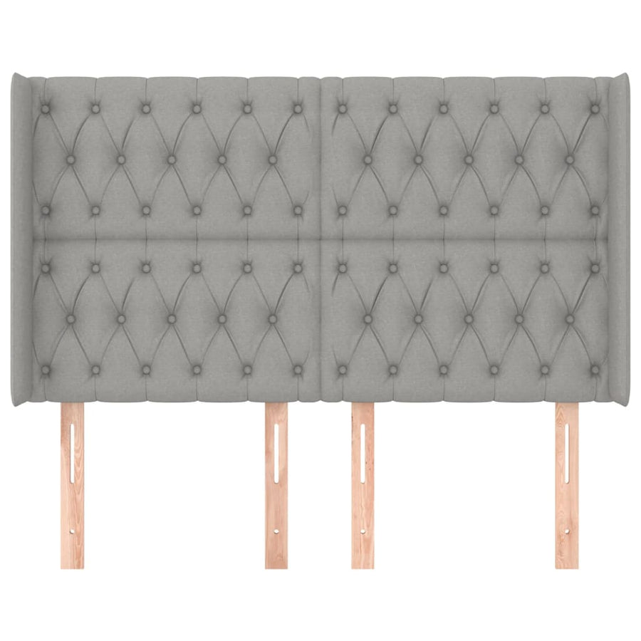 Hoofdbord Met Randen Stof 147 x 16 x 118/128 cm Lichtgrijs