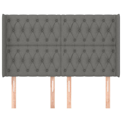 Hoofdbord Met Randen Stof 147 x 16 x 118/128 cm Donkergrijs